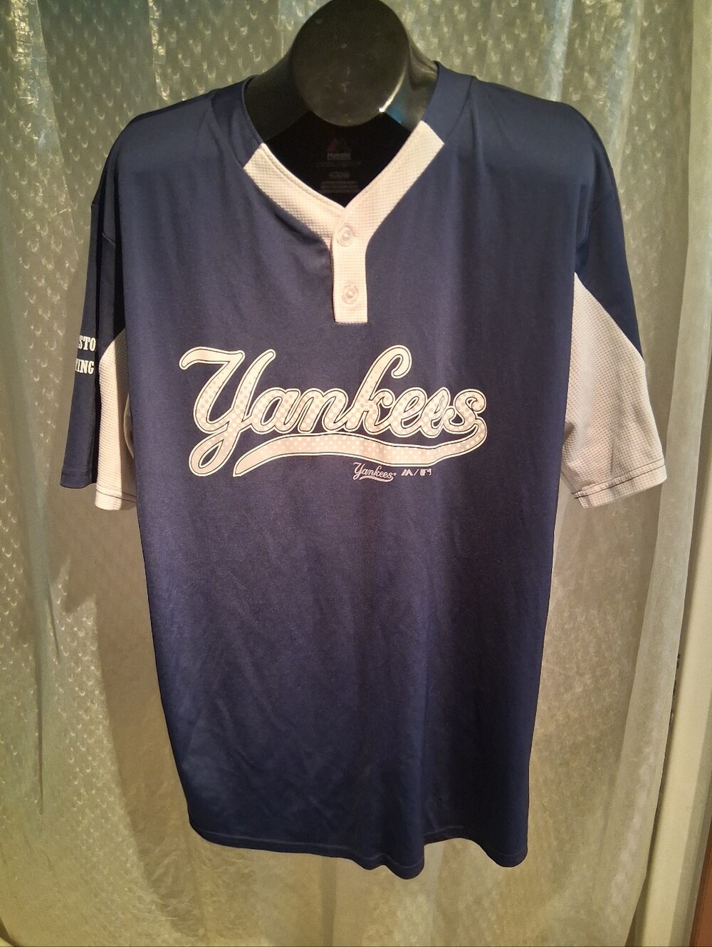 New York Yankees Jersey Navy and White Short-Sleeve Baseball Shirt Sz XL